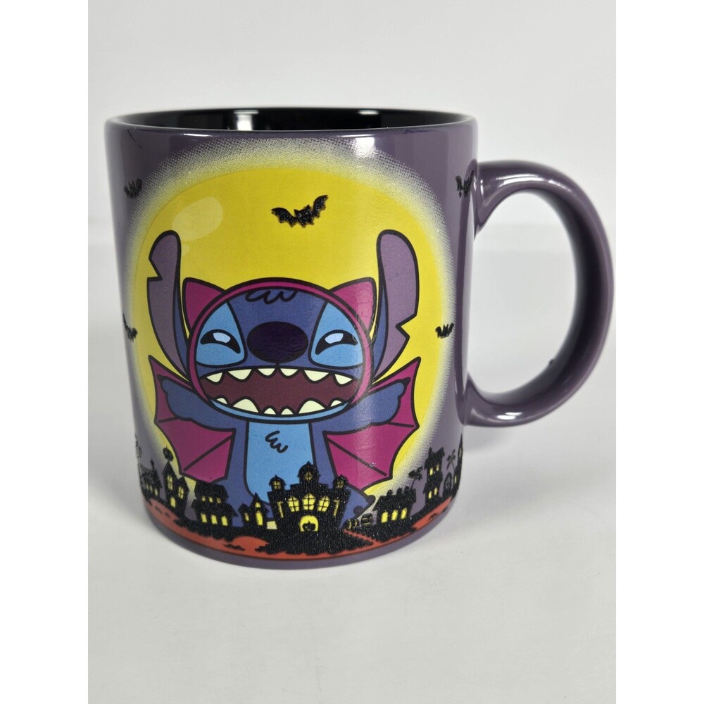 Disney Stitch Scrump Halloween Mug 20 oz Purple Vampire Glitter Silver Buffalo